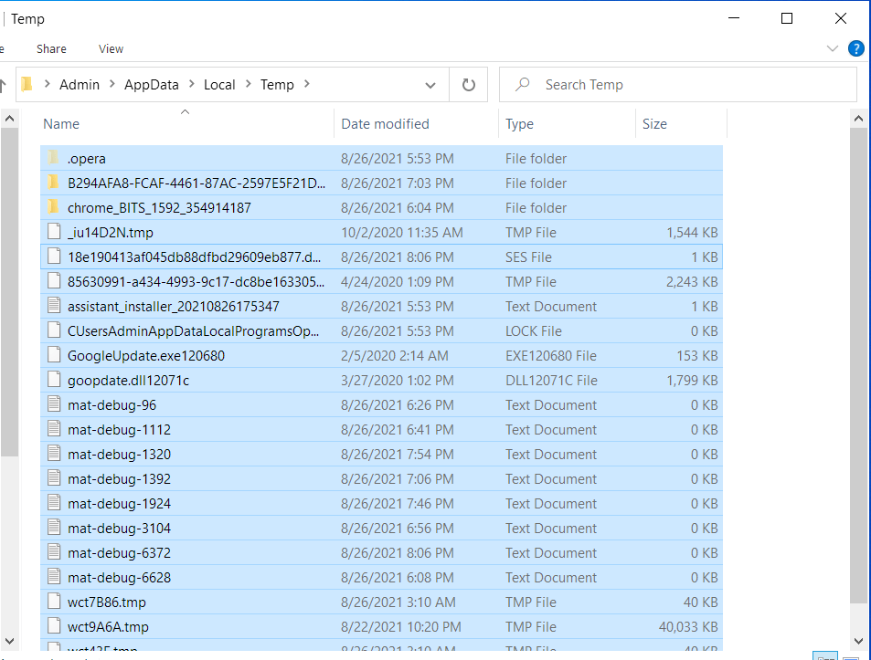 删除 Temp 文件夹的内容。