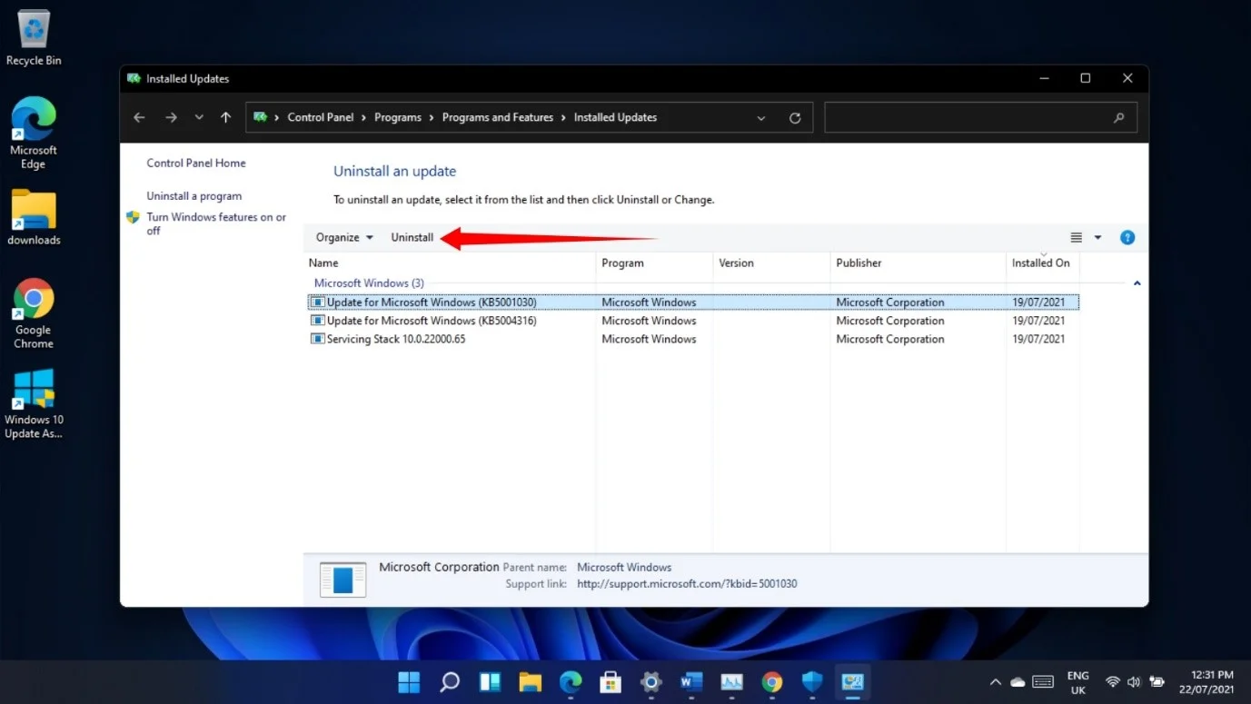 Come disinstallare determinati aggiornamenti e patch in Windows 11?