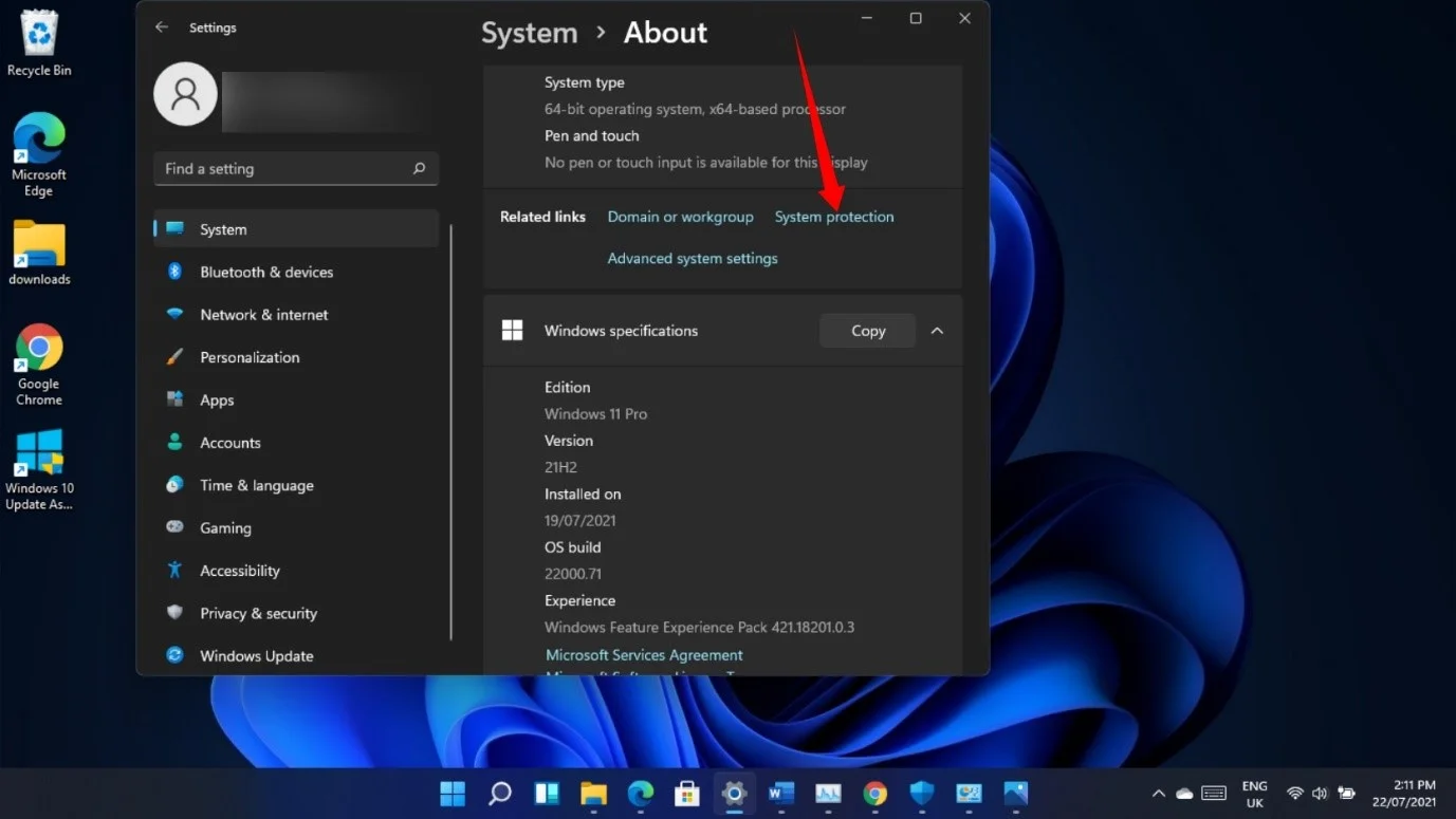 Perlindungan sistem Windows 11