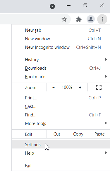 Selecione Configurações nas opções.