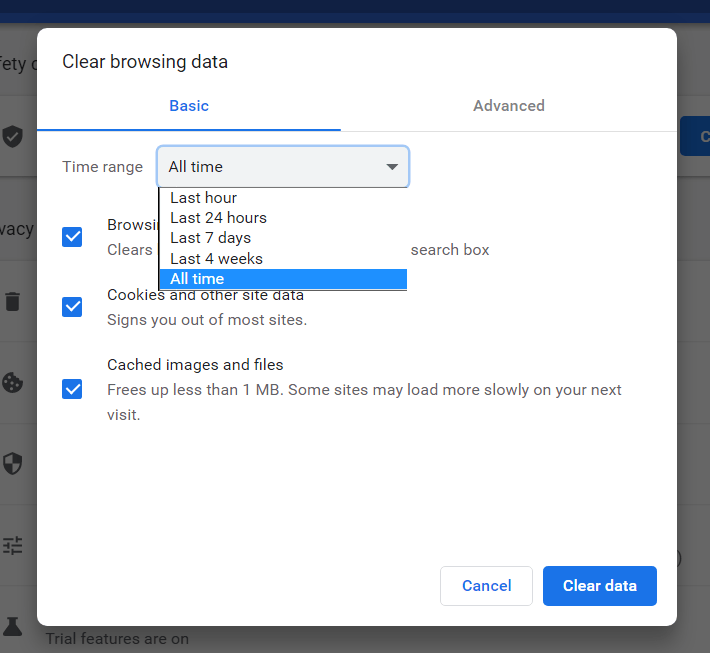 Defina "Intervalo de tempo" para "Todo o tempo".