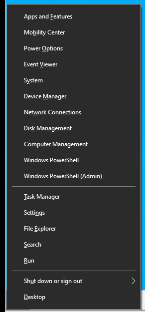 Appuyez sur Win + X pour accéder au menu Power User