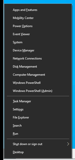 Accéder au menu Power User dans Windows