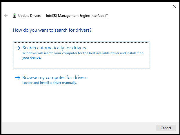 Buscar controladores de administración de Intel automáticamente