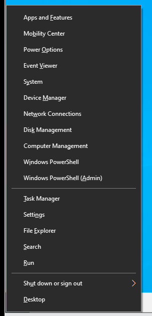 Deschideți meniul Windows Power User și faceți clic pe Setări