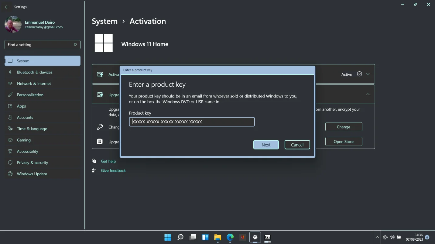 ¿Dónde ingresar la clave de producto de Windows 11?