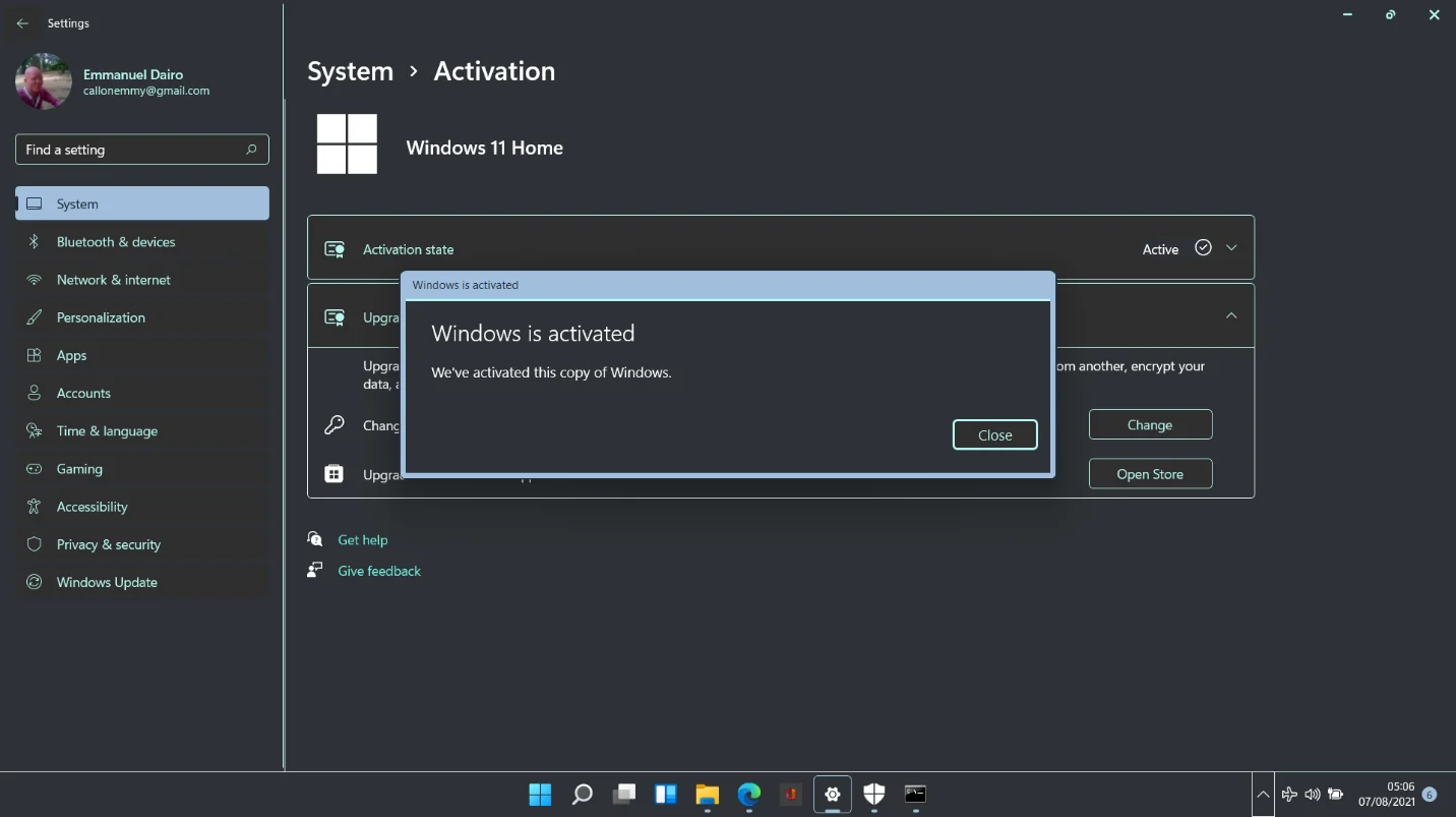 Acum Windows 11 este activat