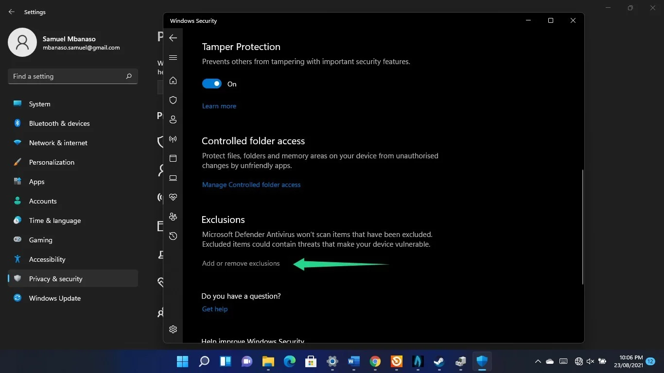 Protección contra manipulaciones en Windows 11