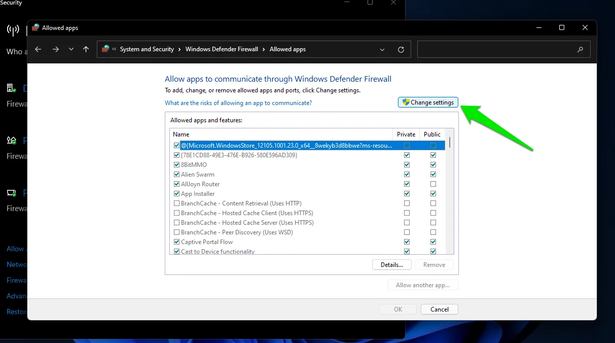 Cara mengatur izin menggunakan Windows Defender Firewall