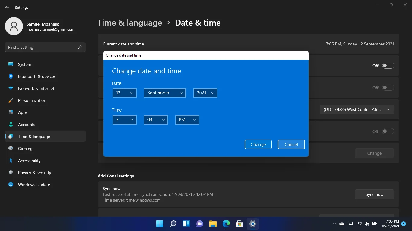 Réglez la date et l'heure à l'aide des paramètres de Windows 11