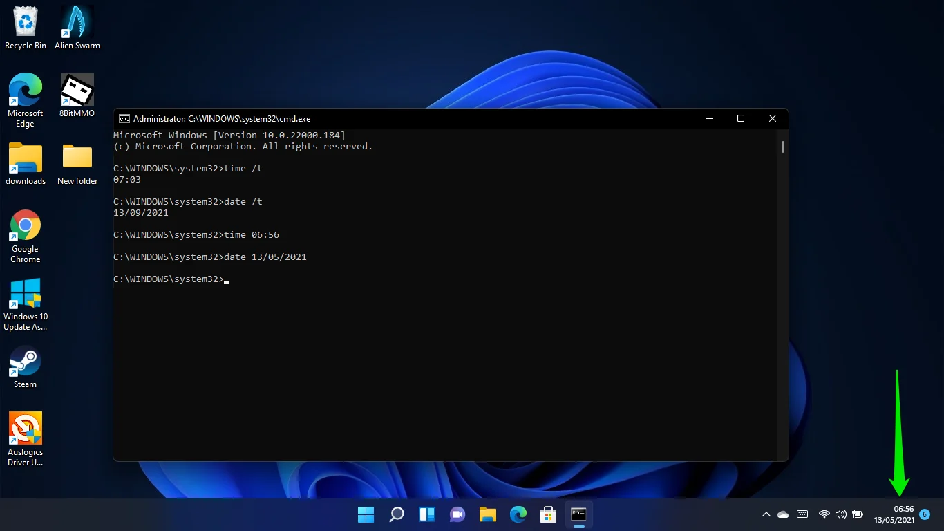 Cara mengubah tanggal dan waktu menggunakan Command Prompt di Windows 11