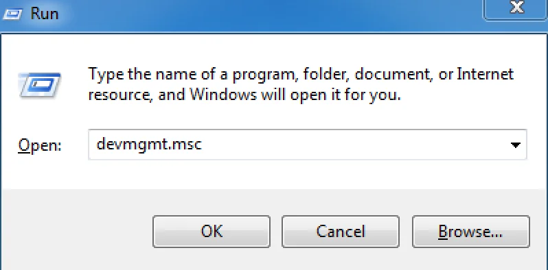พิมพ์ "devmgmt.msc"