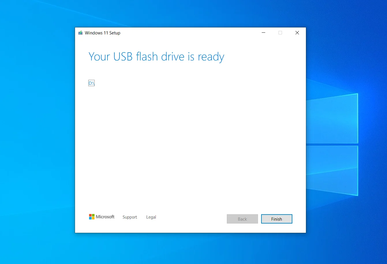 Sua unidade flash USB está pronta