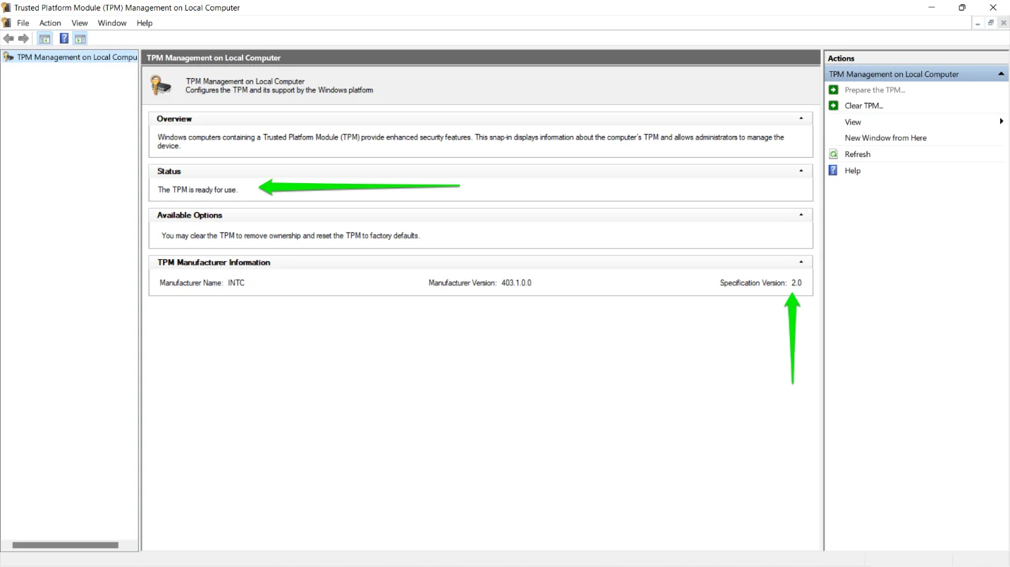 • Informations sur le fabricant du module de plateforme sécurisée