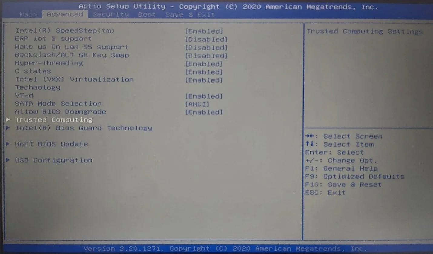 Como definir as configurações do TPM via BIOS?