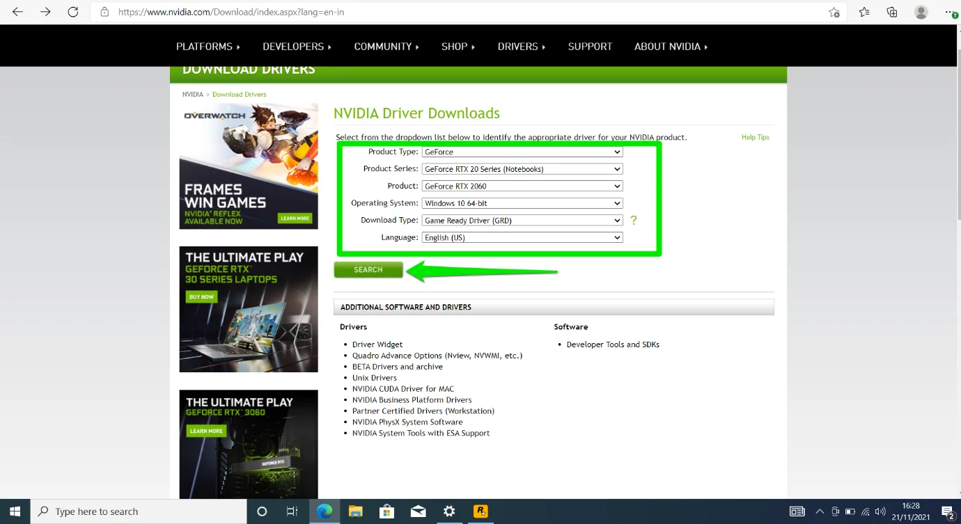 Si usa una tarjeta NVIDIA, siga las instrucciones para actualizar su controlador manualmente