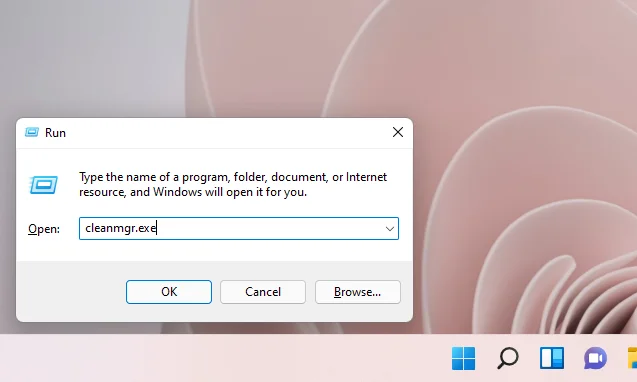 Çalıştır iletişim penceresine cleanmgr.exe yazın