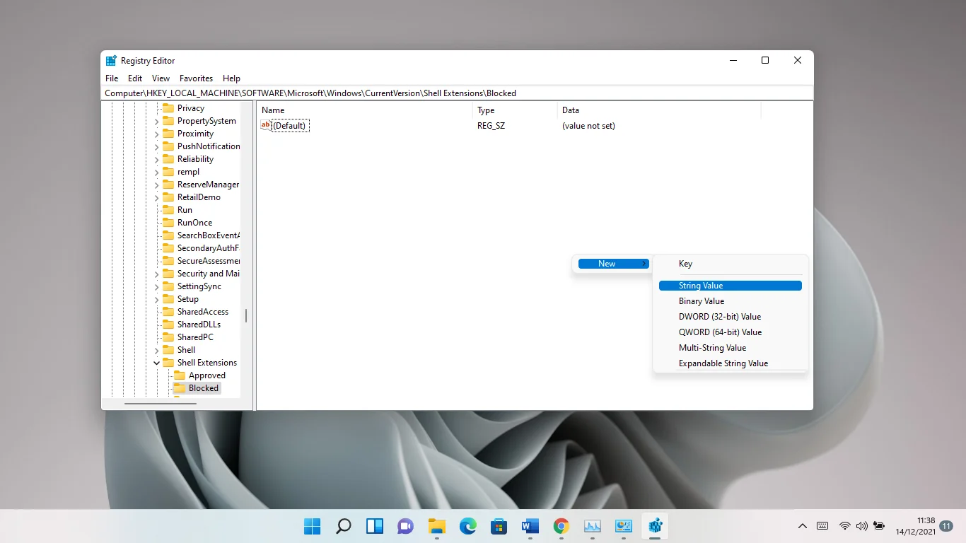 Windows Kayıt Defteri'nde yeni bir dize değeri ayarlayın