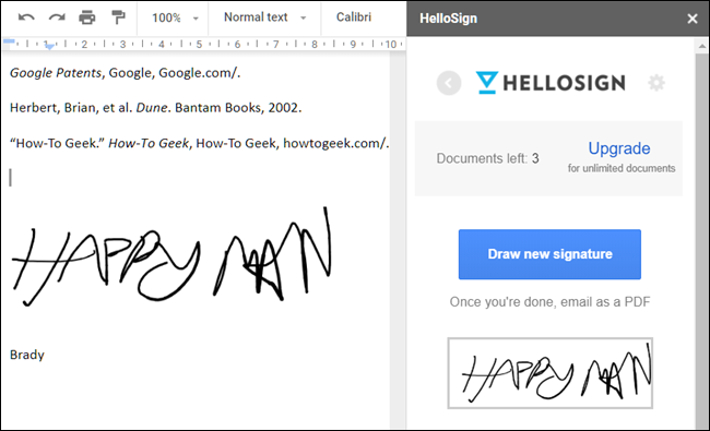 HelloSign 추가 기능