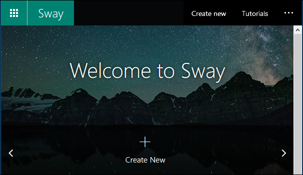 Sway uygulaması ön sayfası