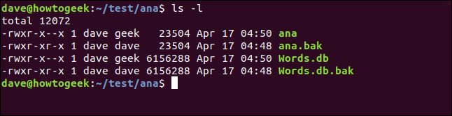 ls w katalogu /test/ana