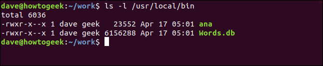 / usr / local / binのls