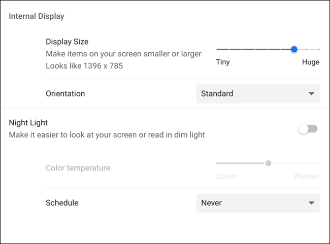 Una lista de configuraciones adicionales del dispositivo de visualización