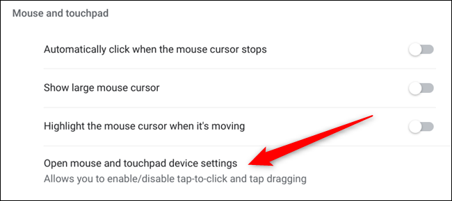 Altere ainda mais configurações de mouse e touchpad ao clicar em Abrir configurações de dispositivo de mouse e touchpad