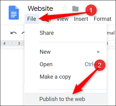 Clique em “Arquivo” e selecione “Publicar na Web”.