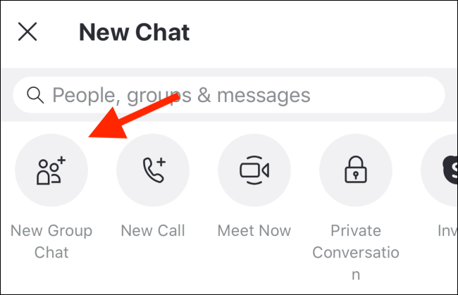 「新しいグループチャット」をタップします。