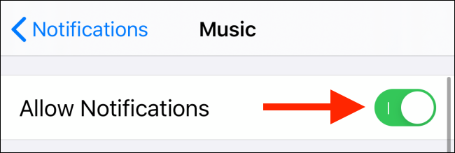 [通知を許可する]の横にあるトグルをタップします