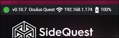 SideQuestはOculusQuestヘッドセットに接続されています。