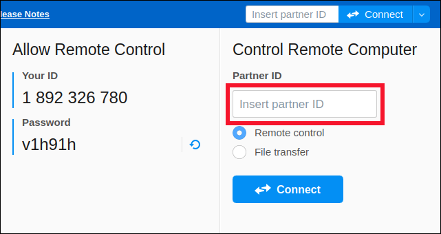 Geben Sie die ID-Nummer in das Feld "Partner-ID" ein.