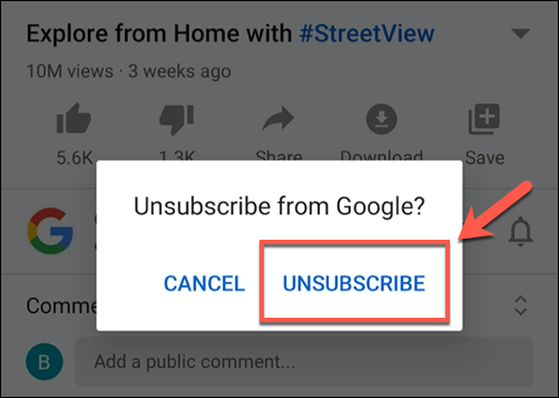 Appuyez sur se désabonner pour vous désabonner d'une chaîne YouTube