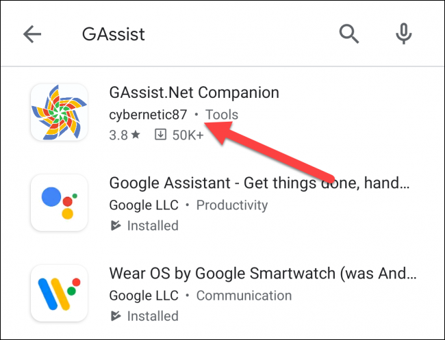 Selecione "GAssist.Net Companion".