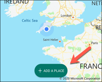 اضغط على "إضافة مكان" في وضع "الخريطة".