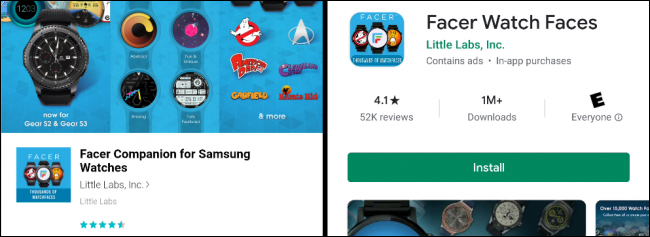 Galaxy App 和 Google Play 商店中的 Facer 應用程序。