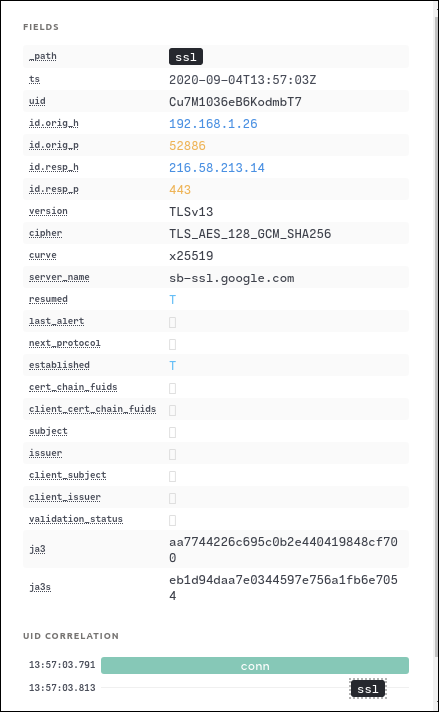 บานหน้าต่าง "Fields" ที่ไฮไลต์บน Brim