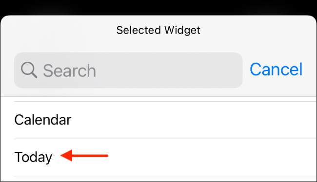 Sélectionnez le widget Aujourd'hui de Widgeridoo