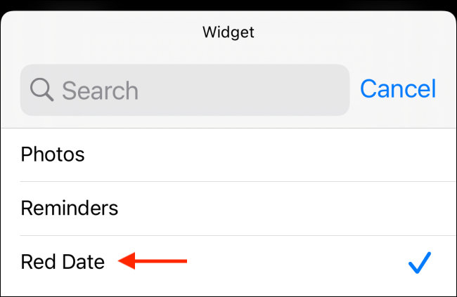 Sélectionnez le widget à ajouter à Widgetsmith