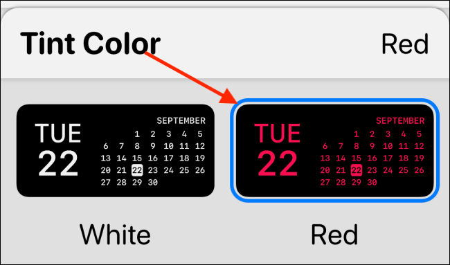 Sélectionnez la couleur de teinte dans Widgetsmith