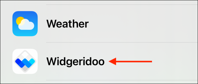 Wählen Sie Widgeridoo aus der Liste aus