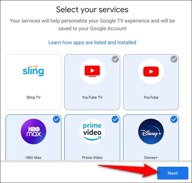 Abone olduğunuz hizmetleri seçin ve "İleri"ye dokunun