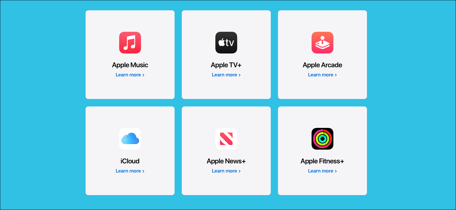 Pakiet Apple One, zawierający Apple Music, Apple TV+, Apple Arcade, iCloud, Apple News+ i Apple Fitness+.