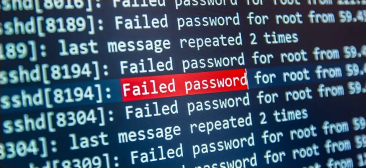 sshdからの「failedpassword」メッセージ。