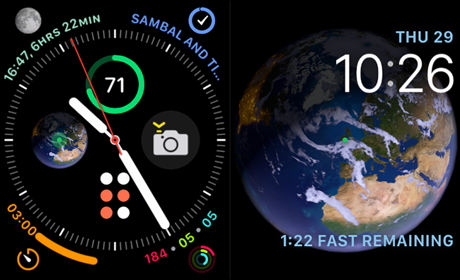 wajah infografis dan astronomi di jam tangan apel