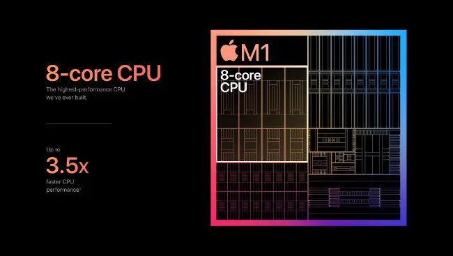 Spécifications de la puce Apple M1.