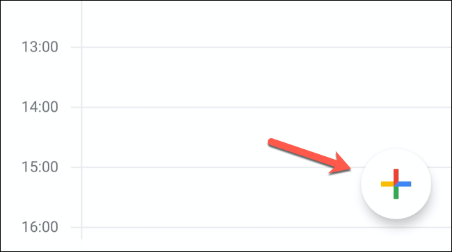 Nell'app mobile di Google Calendar, tocca il pulsante "Aggiungi evento" nell'angolo in basso a destra.