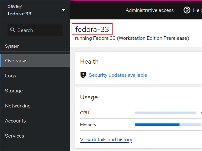 Überwachen des Remote-Hosts in Cockpit in einem Browserfenster