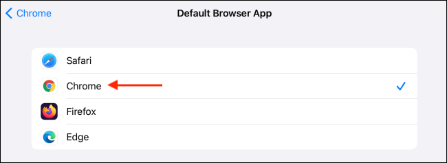 Sélectionnez Nouvelle application de navigateur par défaut